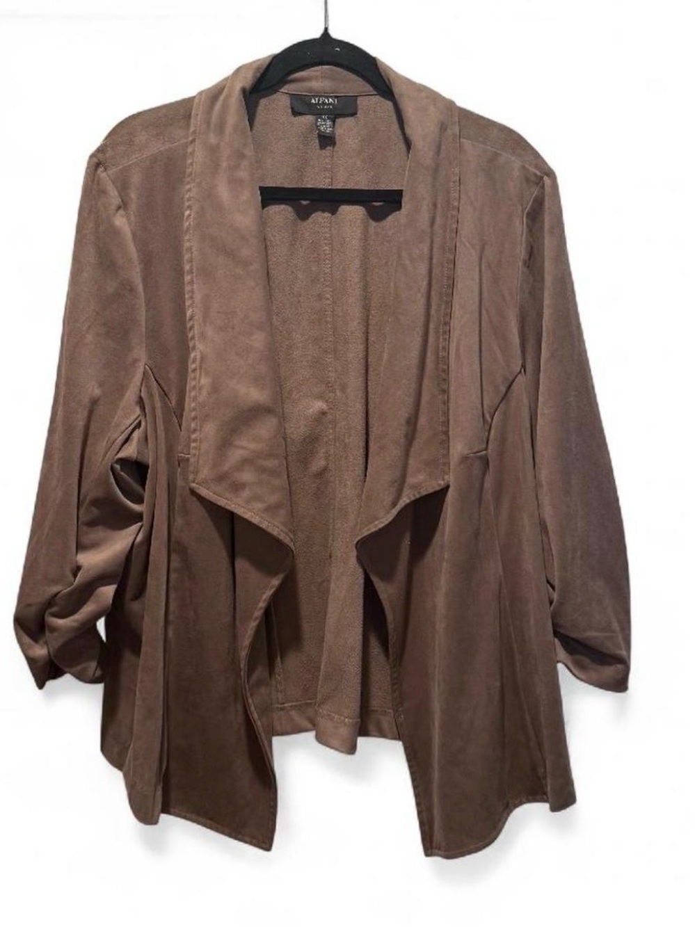 Alfani Brown Draped Open-Front Trench Jacket